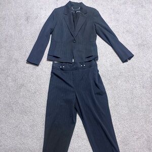 WHBM embellished pinstripe relaxed fit ankle pant blazer suit sz 10-nwot